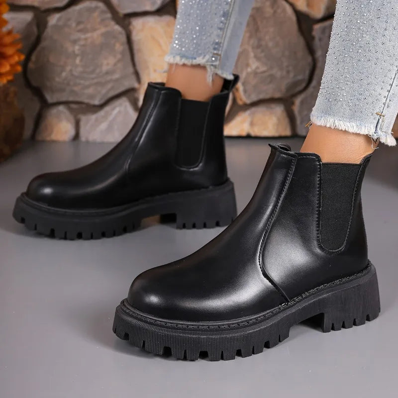Women Chelsea Boots Thick-soled Winter Comfortable Shoes Women Outdoor Fashion Thick-soled Short Boots Women Zapatos De Mujer