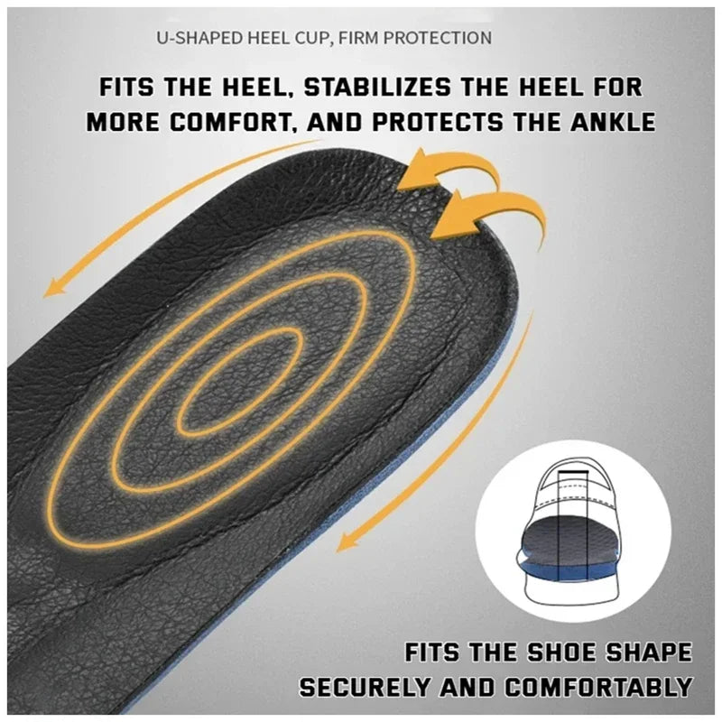 1Pair Leather Shoe Insoles Arch Support Orthopedic Insole for Feet Plantar Fasciitis Shoe Pads Shock-absorbing Cowhide Shoe Sole