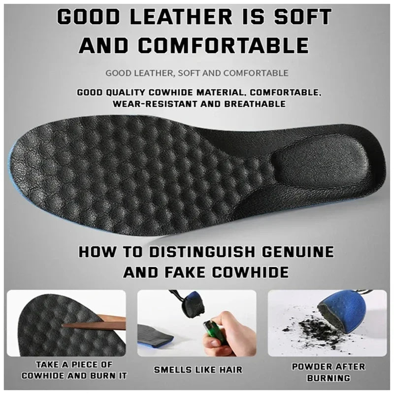 1Pair Leather Shoe Insoles Arch Support Orthopedic Insole for Feet Plantar Fasciitis Shoe Pads Shock-absorbing Cowhide Shoe Sole