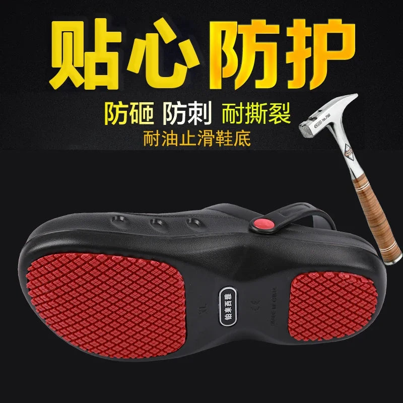 Safety Shoes With Steel Toe Cap Supper Anti-Skid Chef Shoes Kitchen Working Industrial Footwear Indestructible Waterproof