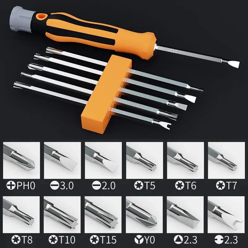12 In 1 Screwdriver Set Magnetic Bit Cross Flat Shaped Screwdriver Head Multifunctional Precision Handheld Maintenance Tool Home