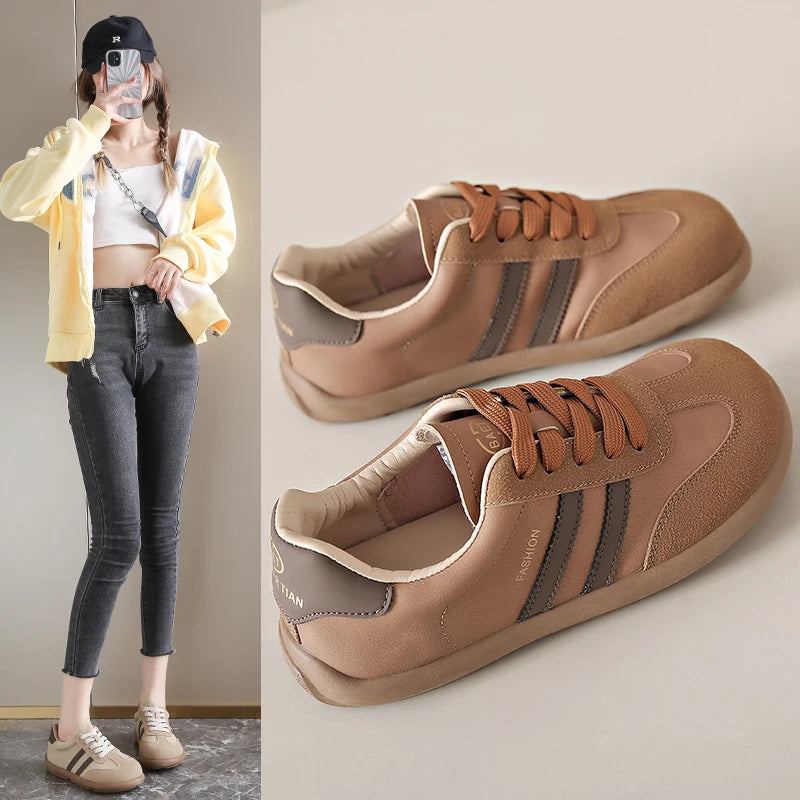 2025 New Autumn/Winter Women's Shoes Comfortable Casual Shoes College Style Wide Toe Soft Flat Shoes Outdoor Casual Sports Shoes