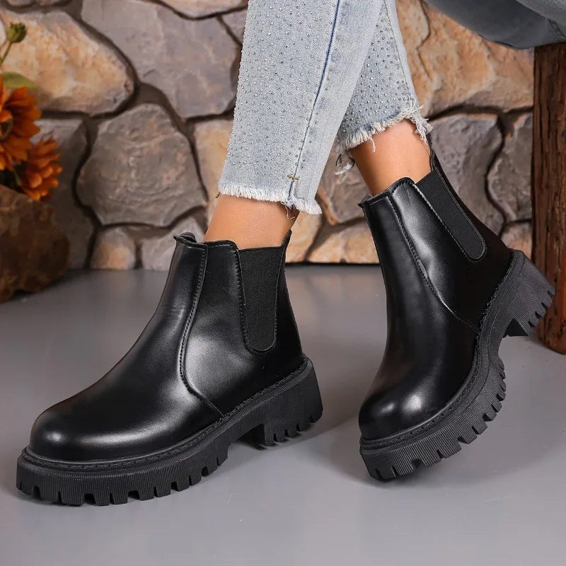 Women Chelsea Boots Thick-soled Winter Comfortable Shoes Women Outdoor Fashion Thick-soled Short Boots Women Zapatos De Mujer