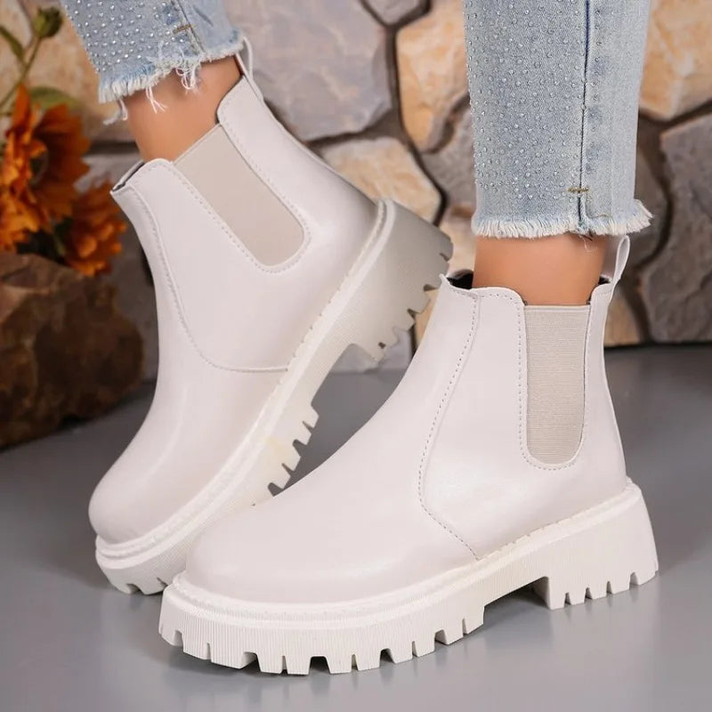 Women Chelsea Boots Thick-soled Winter Comfortable Shoes Women Outdoor Fashion Thick-soled Short Boots Women Zapatos De Mujer