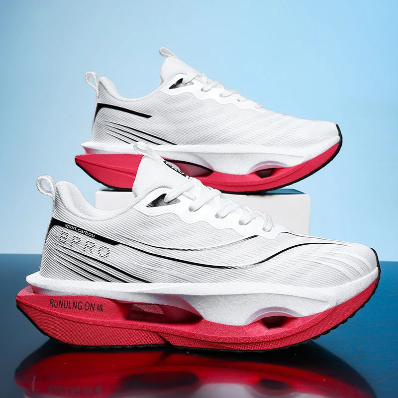 Men's Casual, Comfortable and Fashionable Road Running Shoes, Stable Inversion, Sports and Outdoor, Lace-Up Design, Low-Top Style, Fabric Upper and Comfortable Insoles, Non-Slip Wear-Resistant Soles, Geometric Patterns, Suita