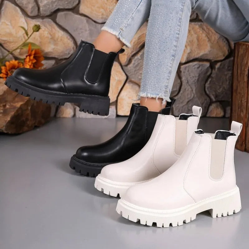 Women Chelsea Boots Thick-soled Winter Comfortable Shoes Women Outdoor Fashion Thick-soled Short Boots Women Zapatos De Mujer